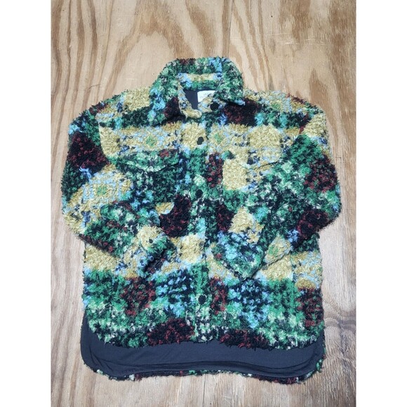 Urban Outfitters Women XS Teddy Coat Jacket Sherpa Button Pockets Multicolor - Picture 1 of 9